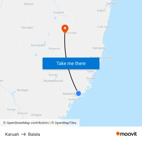 Karuah to Balala map