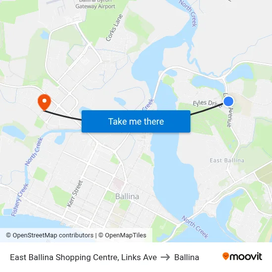 East Ballina Shopping Centre, Links Ave to Ballina map