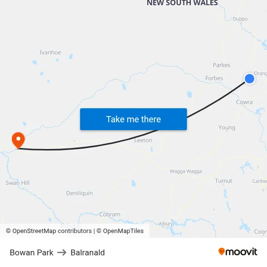 Bowan Park to Balranald map