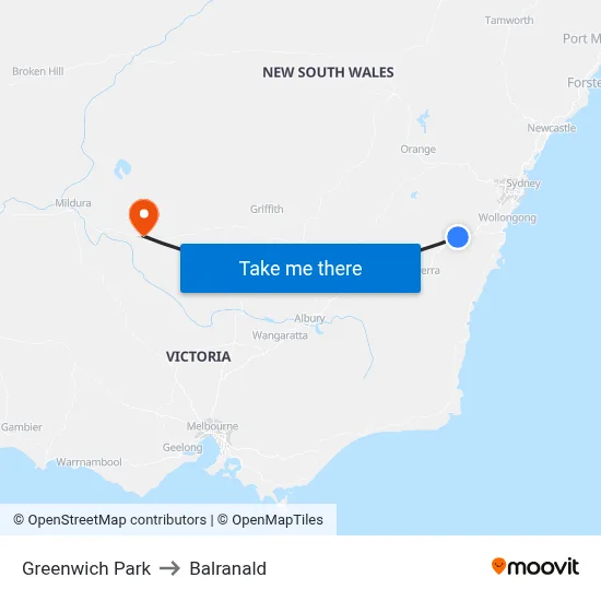 Greenwich Park to Balranald map