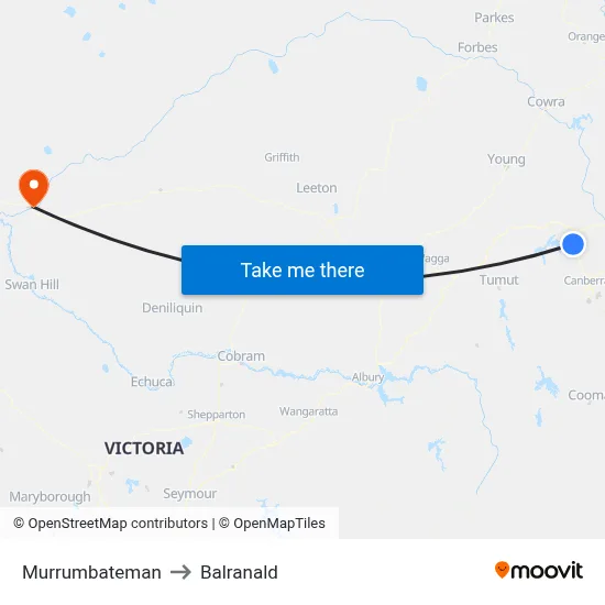 Murrumbateman to Balranald map