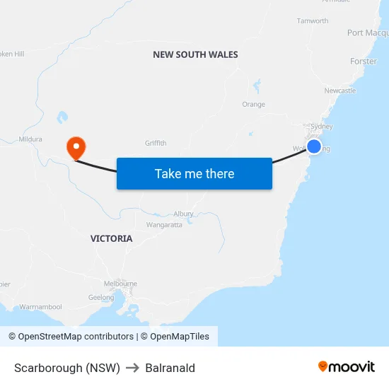 Scarborough (NSW) to Balranald map