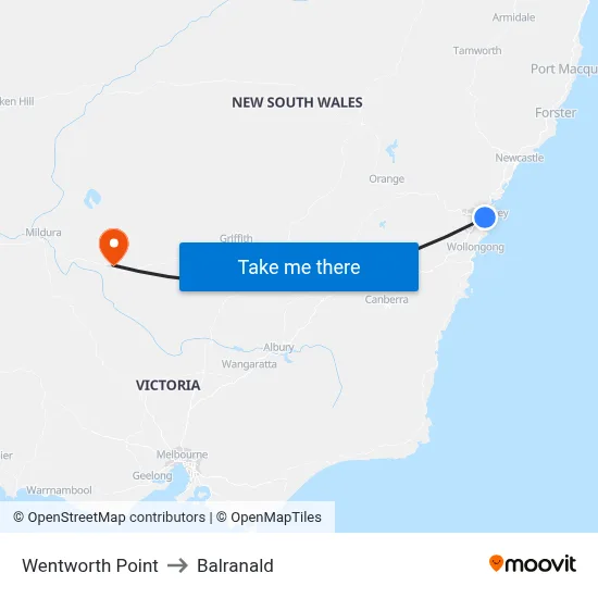 Wentworth Point to Balranald map