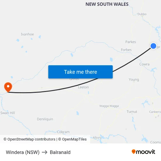 Windera (NSW) to Balranald map