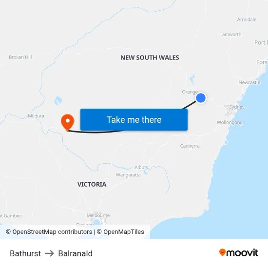 Bathurst to Balranald map