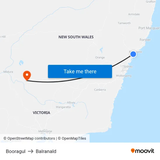 Booragul to Balranald map