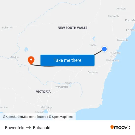 Bowenfels to Balranald map