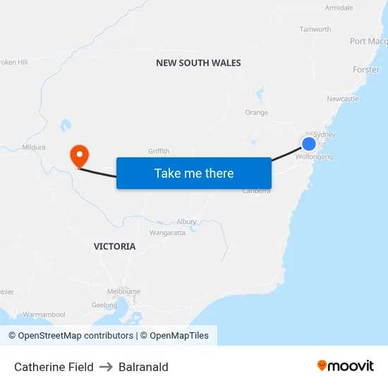 Catherine Field to Balranald map