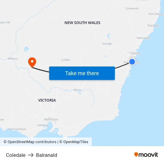 Coledale to Balranald map