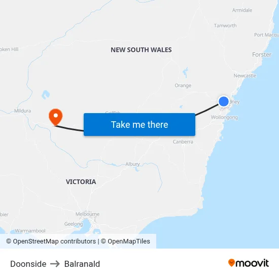 Doonside to Balranald map