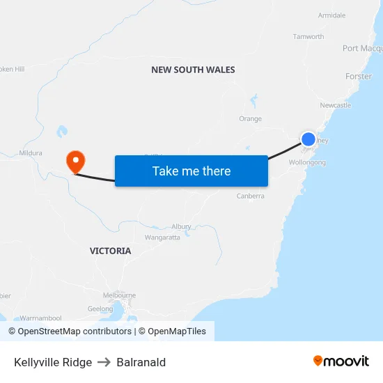 Kellyville Ridge to Balranald map