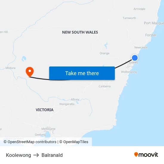 Koolewong to Balranald map