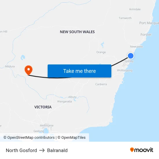 North Gosford to Balranald map