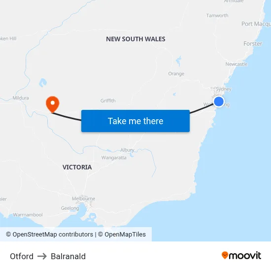 Otford to Balranald map