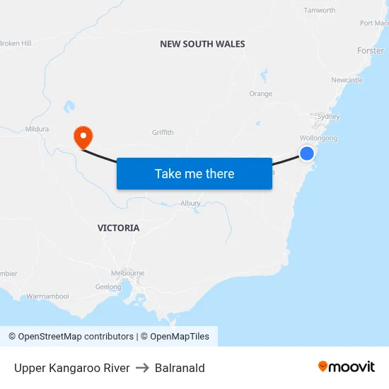 Upper Kangaroo River to Balranald map