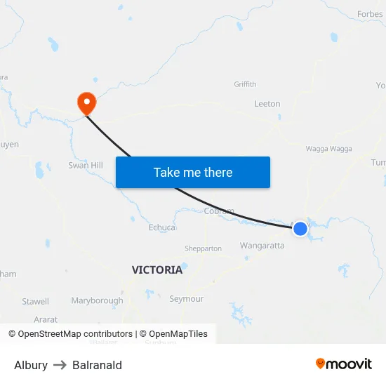 Albury to Balranald map