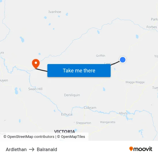 Ardlethan to Balranald map