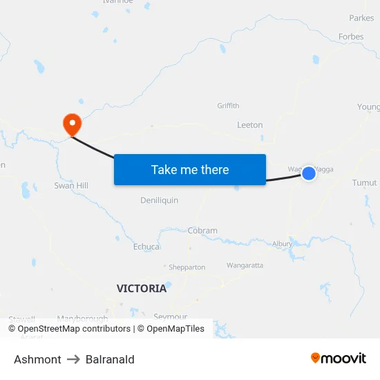 Ashmont to Balranald map