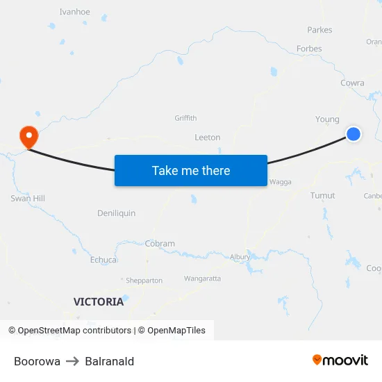 Boorowa to Balranald map