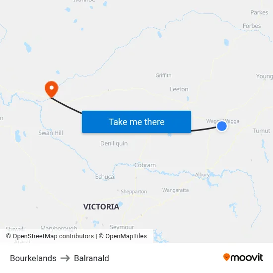Bourkelands to Balranald map