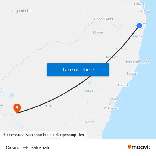 Casino to Balranald map