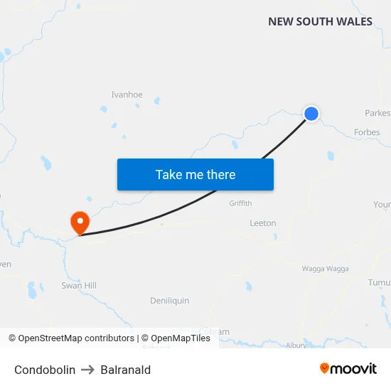 Condobolin to Balranald map