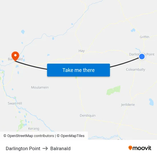 Darlington Point to Balranald map