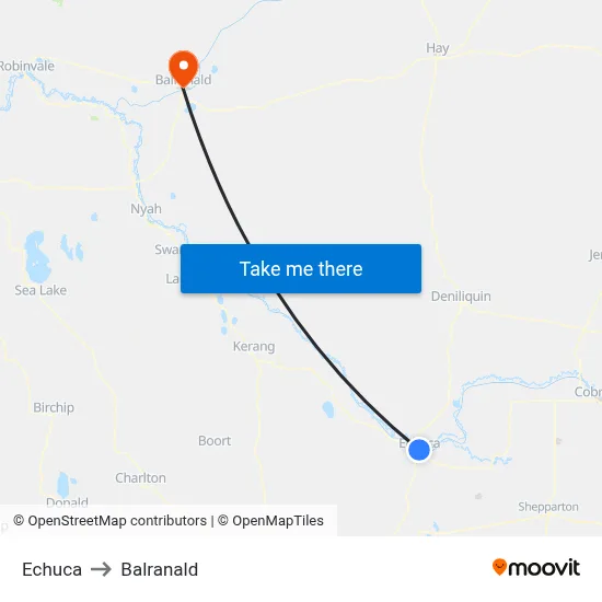 Echuca to Balranald map