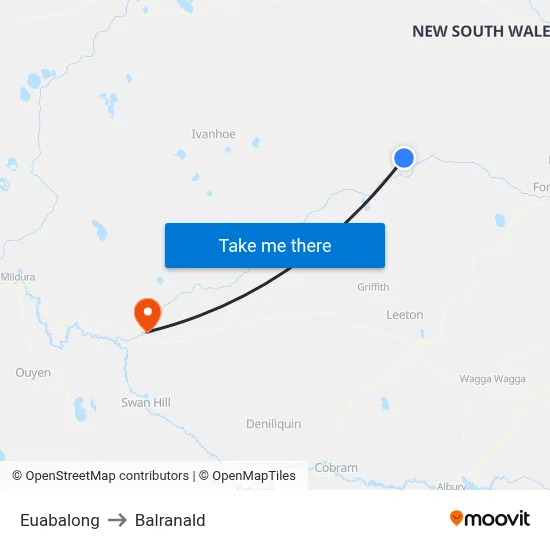 Euabalong to Balranald map