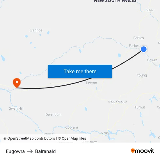 Eugowra to Balranald map