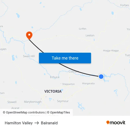 Hamilton Valley to Balranald map