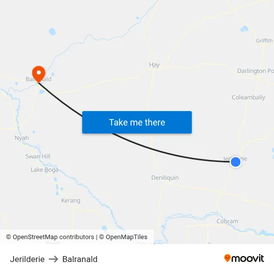 Jerilderie to Balranald map