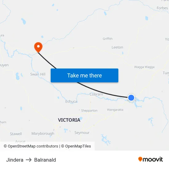 Jindera to Balranald map