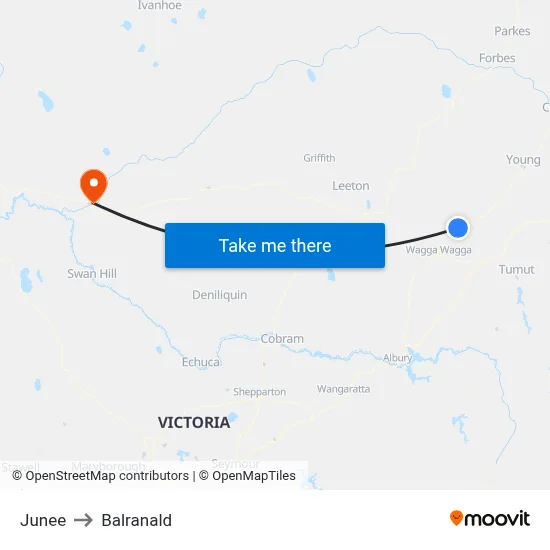 Junee to Balranald map
