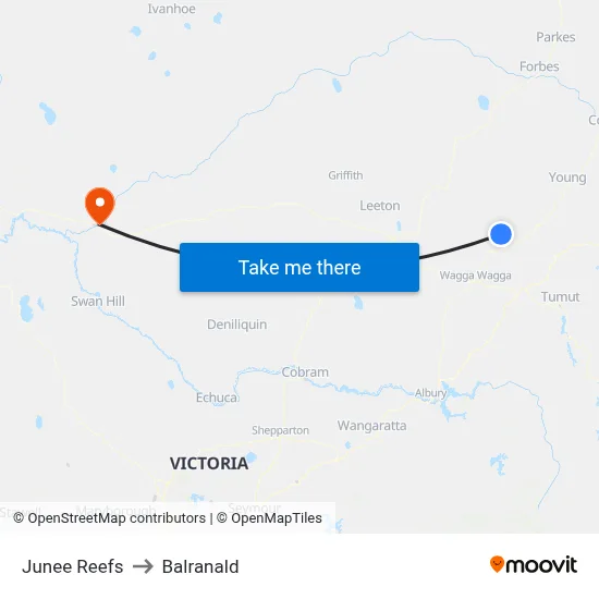 Junee Reefs to Balranald map