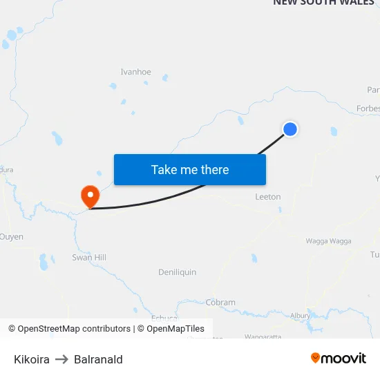 Kikoira to Balranald map