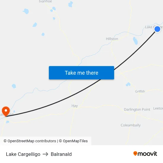 Lake Cargelligo to Balranald map