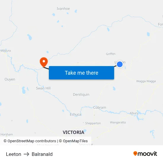 Leeton to Balranald map
