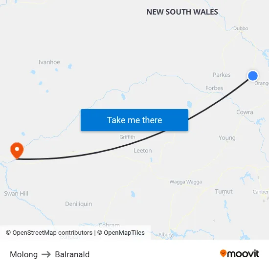 Molong to Balranald map