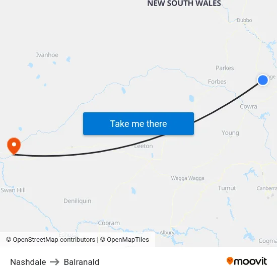 Nashdale to Balranald map