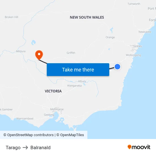 Tarago to Balranald map