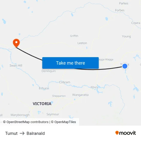 Tumut to Balranald map