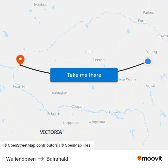 Wallendbeen to Balranald map