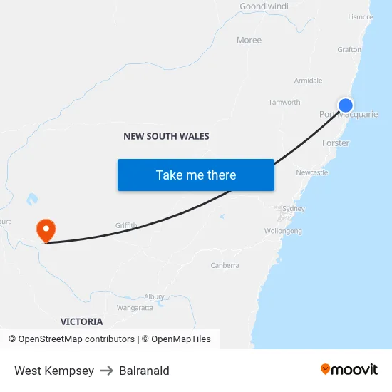 West Kempsey to Balranald map