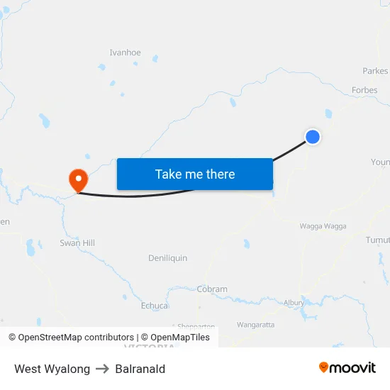 West Wyalong to Balranald map