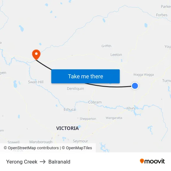 Yerong Creek to Balranald map