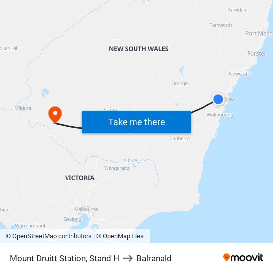 Mount Druitt Station, Stand H to Balranald map