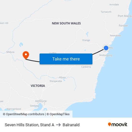 Seven Hills Station, Stand A to Balranald map