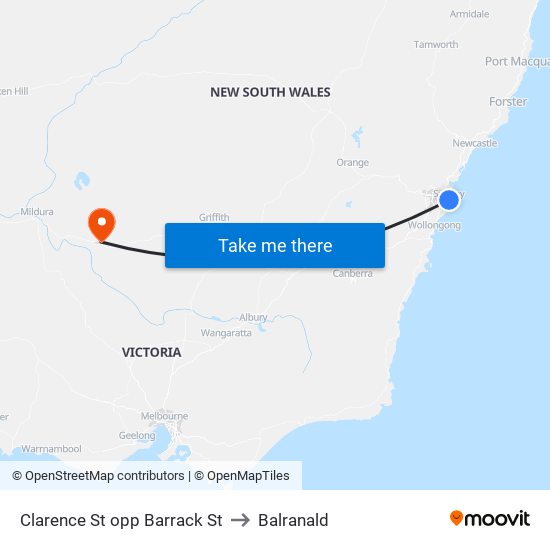 Clarence St opp Barrack St to Balranald map