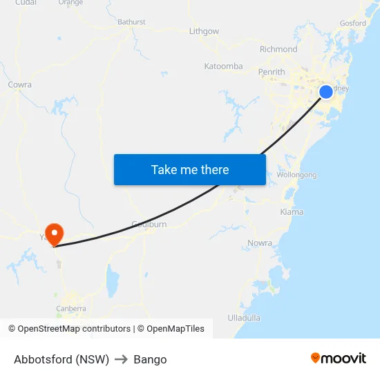 Abbotsford (NSW) to Bango map
